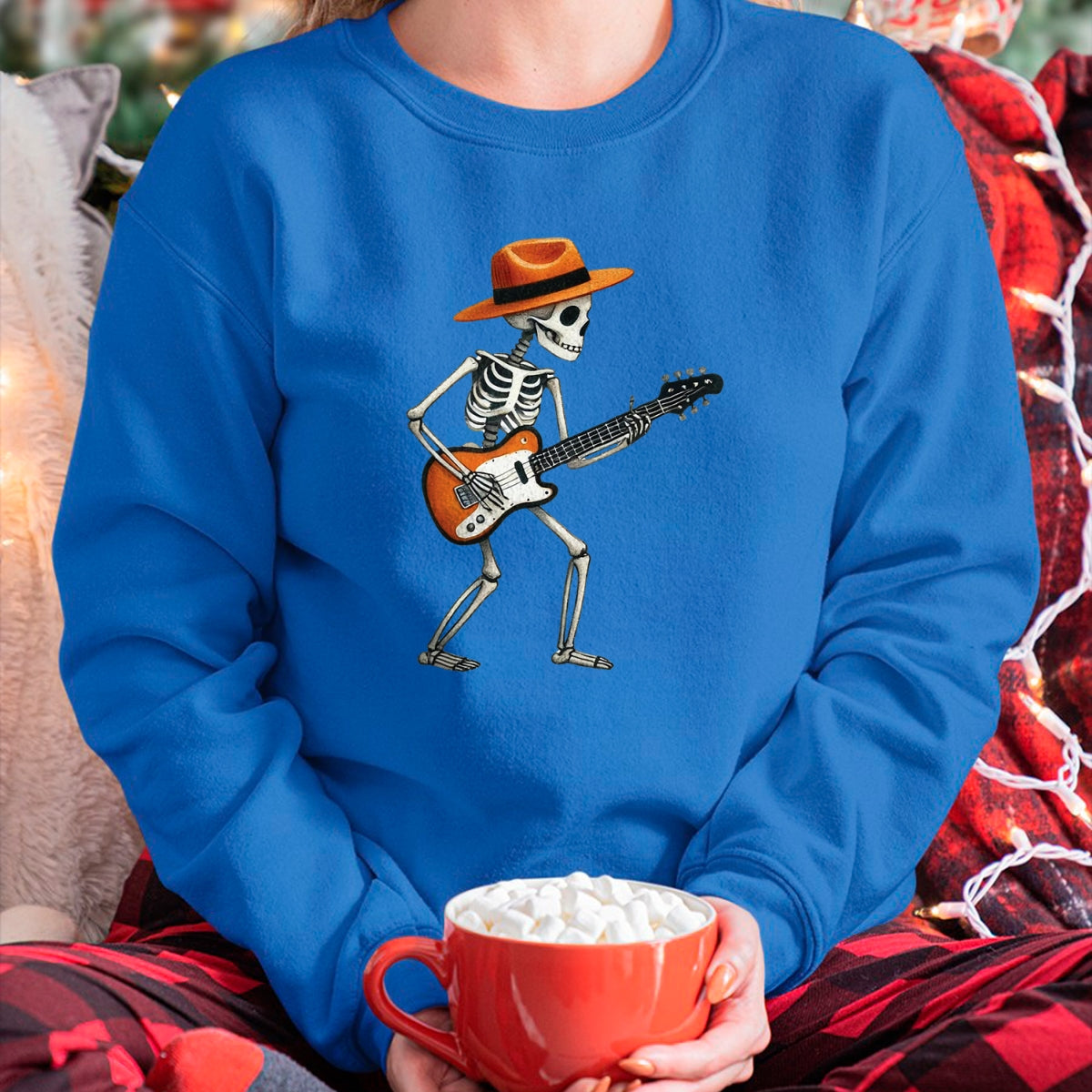 Guitar Lover Shirt, Funny Guitar UnisexT-Shirt/Hoodie/Sweatshirt HLT00 - Skeleton Playing Electric Guitar Rock Halloween Boys Men Tee T-Shirt