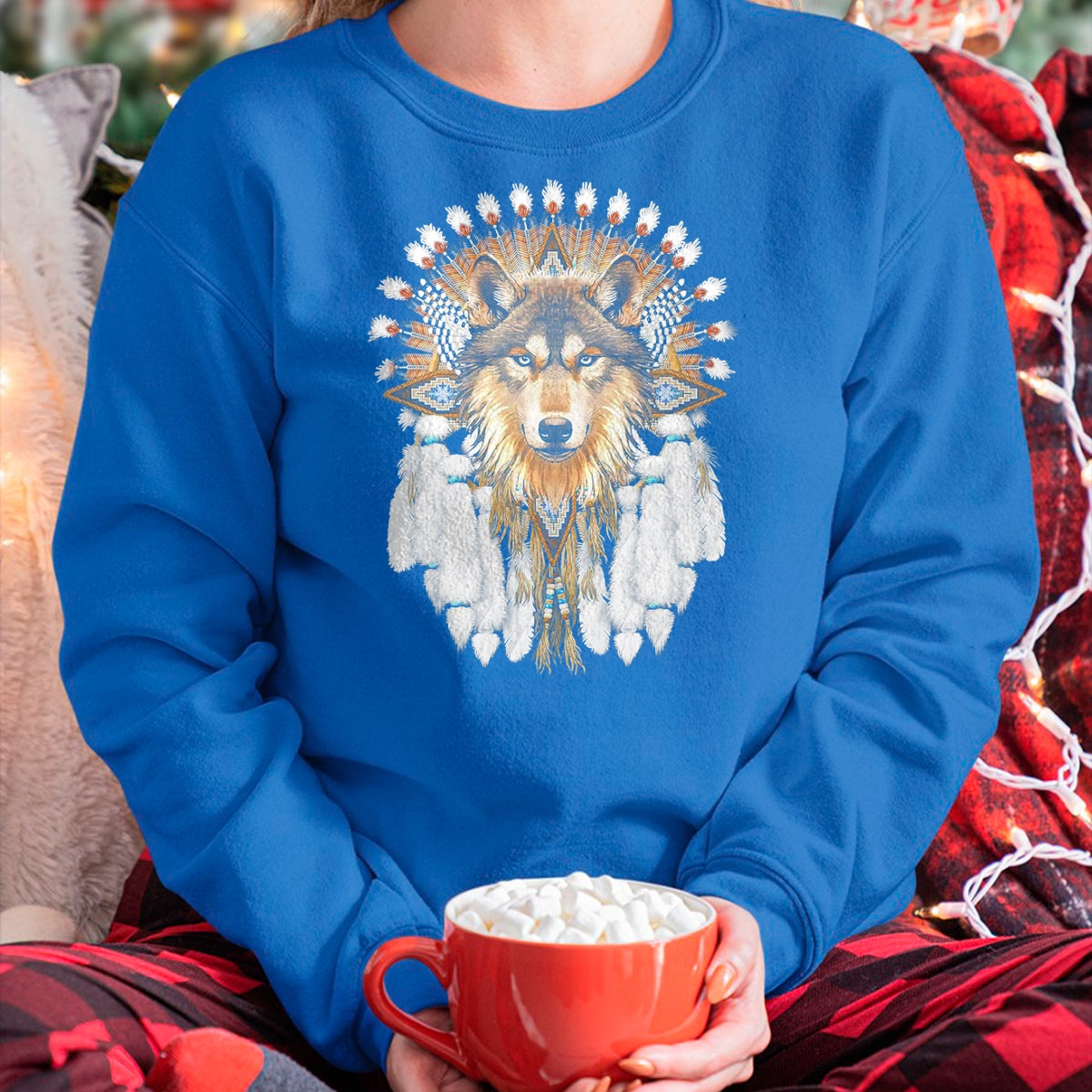 Native American T-Shirts, Vintage Native American Unisex T-Shirt/Hoodie/Sweatshirt HLT00 - Native American Wolf Feather T-Shirt (1)
