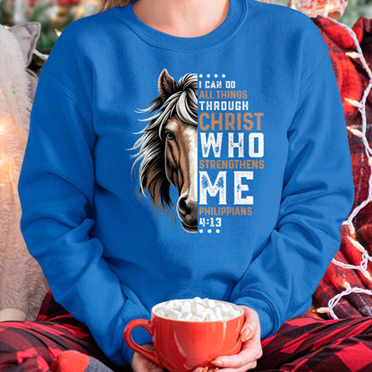 Best Horse Lover Shirt , Funny Horse UnisexT-Shirt/Hoodie/Sweatshirt HLT00 - I Can Do All Things Through Christ Horse Inspirational T-Shirt
