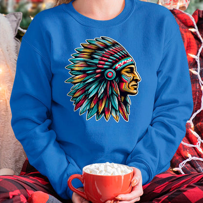 Native American T-Shirts, Vintage Native American Unisex T-Shirt/Hoodie/Sweatshirt HLT00 - Native American Indian Headdress Chief Feathers Indigenous T-Shirt (1)