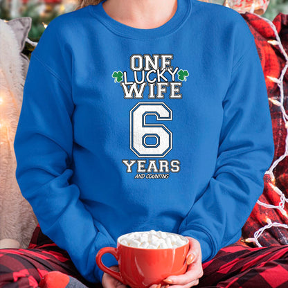 Best Wife Shirt, Wife and Husband Unisex T-Shirt/Hoodie/Sweatshirt HLT00 - Gift for wife T shirt, lucky wife   6 Years Lucky Wife Funny St Patrick's Day Anniversary Her T-Shir