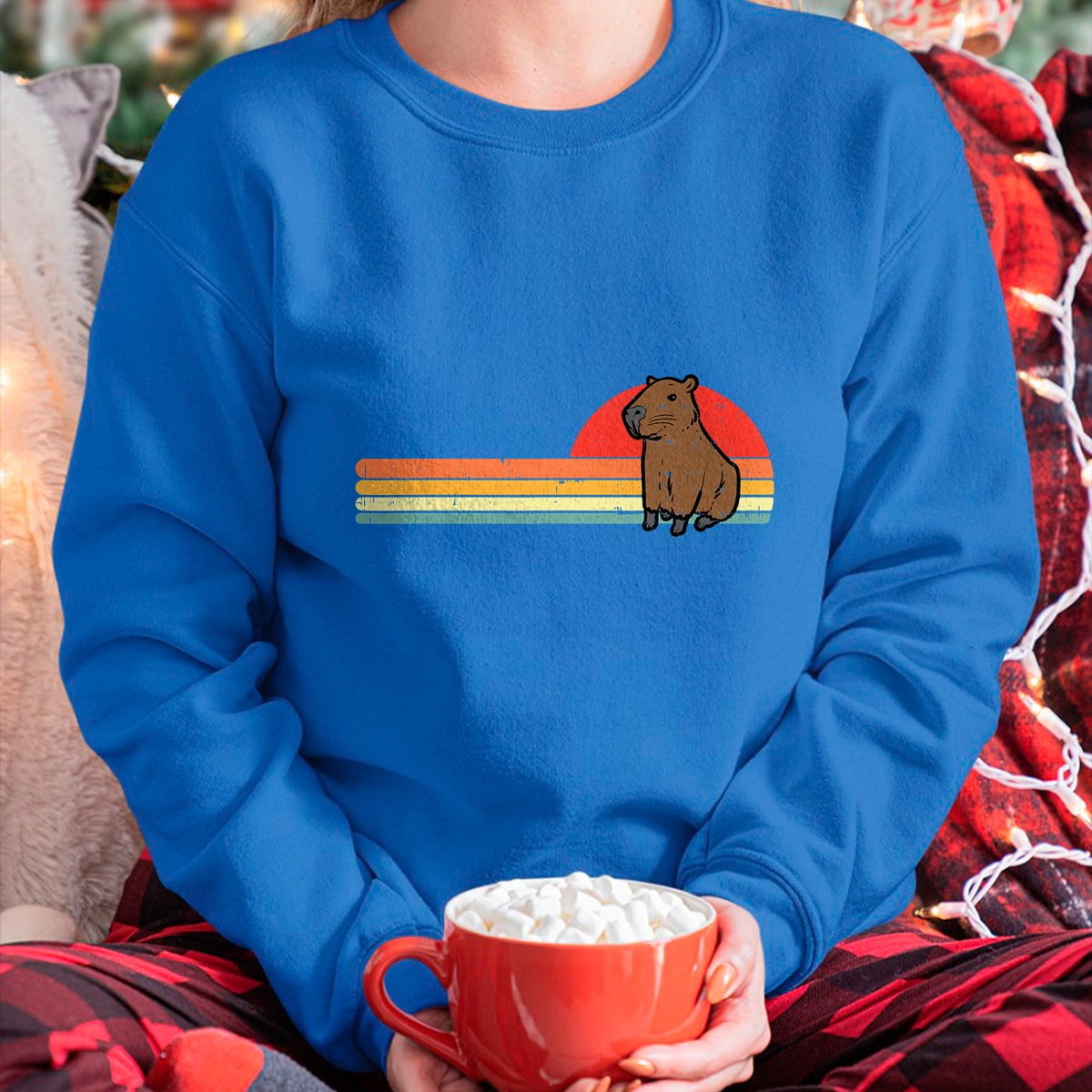Cute Capybara Shirt, Funny Capybara UnisexT-Shirt/Hoodie/Sweatshirt HLT00 - Capybara Chest Sunset Retro Capy Rodent Men Women Kids Youth T-Shirt