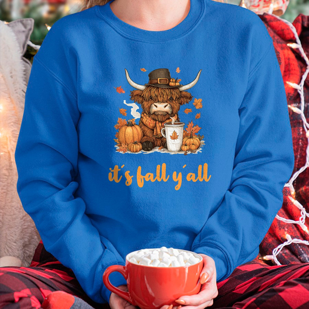 Best Thanksgiving Family Shirt , Funny Thanksgiving UnisexT-Shirt/Hoodie/Sweatshirt HLT00 - Scottish Highland Cow Fall Thanksgiving it´s Fall yáll T-Shirt