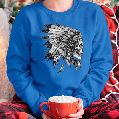 Native American T-Shirts, Vintage Native American Unisex T-Shirt/Hoodie/Sweatshirt HLT00 - American Motorcycle Skull Native Indian Eagle Chief Vintage (1)