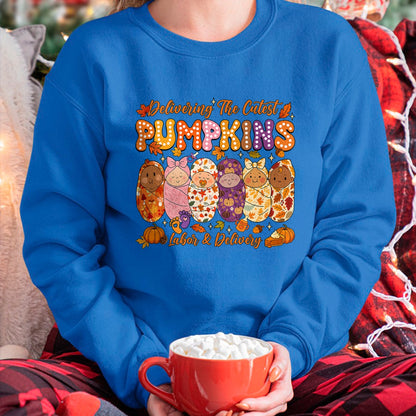 Best Thanksgiving Family Shirt , Funny Thanksgiving UnisexT-Shirt/Hoodie/Sweatshirt HLT00 - Delivering The Cutest Pumpkins Labor and Delivery Nurse Fall T-Shirt