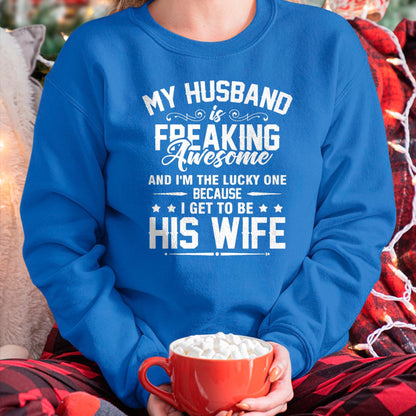 Best Wife Shirt, Wife and Husband Unisex T-Shirt/Hoodie/Sweatshirt HLT00 - Gift for wife T shirt, lucky wife   Lucky Wife, Awesome Life Because My Husband Premium T-Shirt
