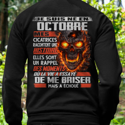 Je Suis Né en Octobre – Mes Cicatrices Racontent Une Histoire | T-Shirt Homme Fort - male fr10 / CCDI10 (SKU26T-01175-10)