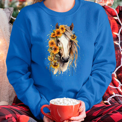 Best Horse Lover Shirt , Funny Horse UnisexT-Shirt/Hoodie/Sweatshirt HLT00 - Sunflower Horse Portrait CowGirl Equestrian Horseback Riding T-Shirt