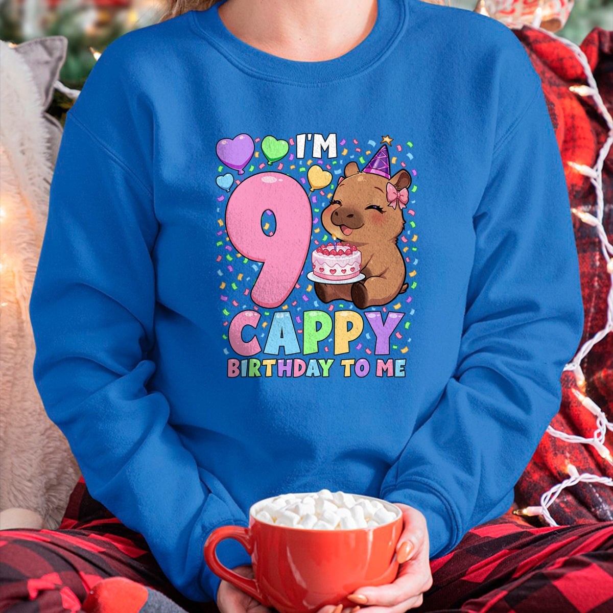 Cute Capybara Shirt, Funny Capybara UnisexT-Shirt/Hoodie/Sweatshirt HLT00 - Capybara Birthday Shirt 9 Kawaii Girl Capybara 9th Birthday T-Shirt