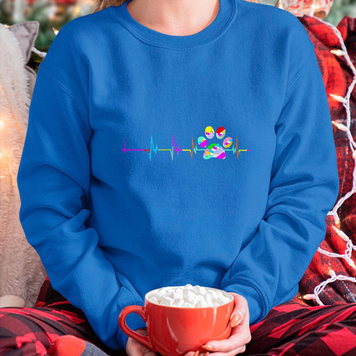 Dog Love Shirt, Dog Lover Gift T-Shirt/Hoodie/Sweatshirt HLT00 - Dog Paw Heart - Dog Paw Print Heartbeat Shirt Women Girls Mom Love Dogs T-Shirt