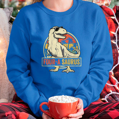 Best Dinosaur Lover Shirt, Funny Dinosaur UnisexT-Shirt/Hoodie/Sweatshirt HLT00 - Four a Saurus Birthday T Rex 4 Year Old Dino 4th Dinosaur T-Shirt