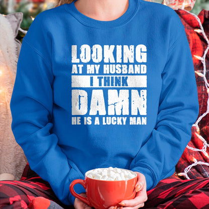 Best Wife Shirt, Wife and Husband Unisex T-Shirt/Hoodie/Sweatshirt HLT00 - Gift for wife T shirt, lucky wife   He is a Lucky Husband - Anniversary Gift - Man & Wife T-Shirt