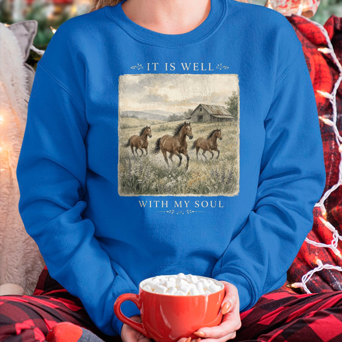 Best Horse Lover Shirt , Funny Horse UnisexT-Shirt/Hoodie/Sweatshirt HLT00 - It is Well with My Soul Horse Watercolor Christian Long Sleeve T-Shirt