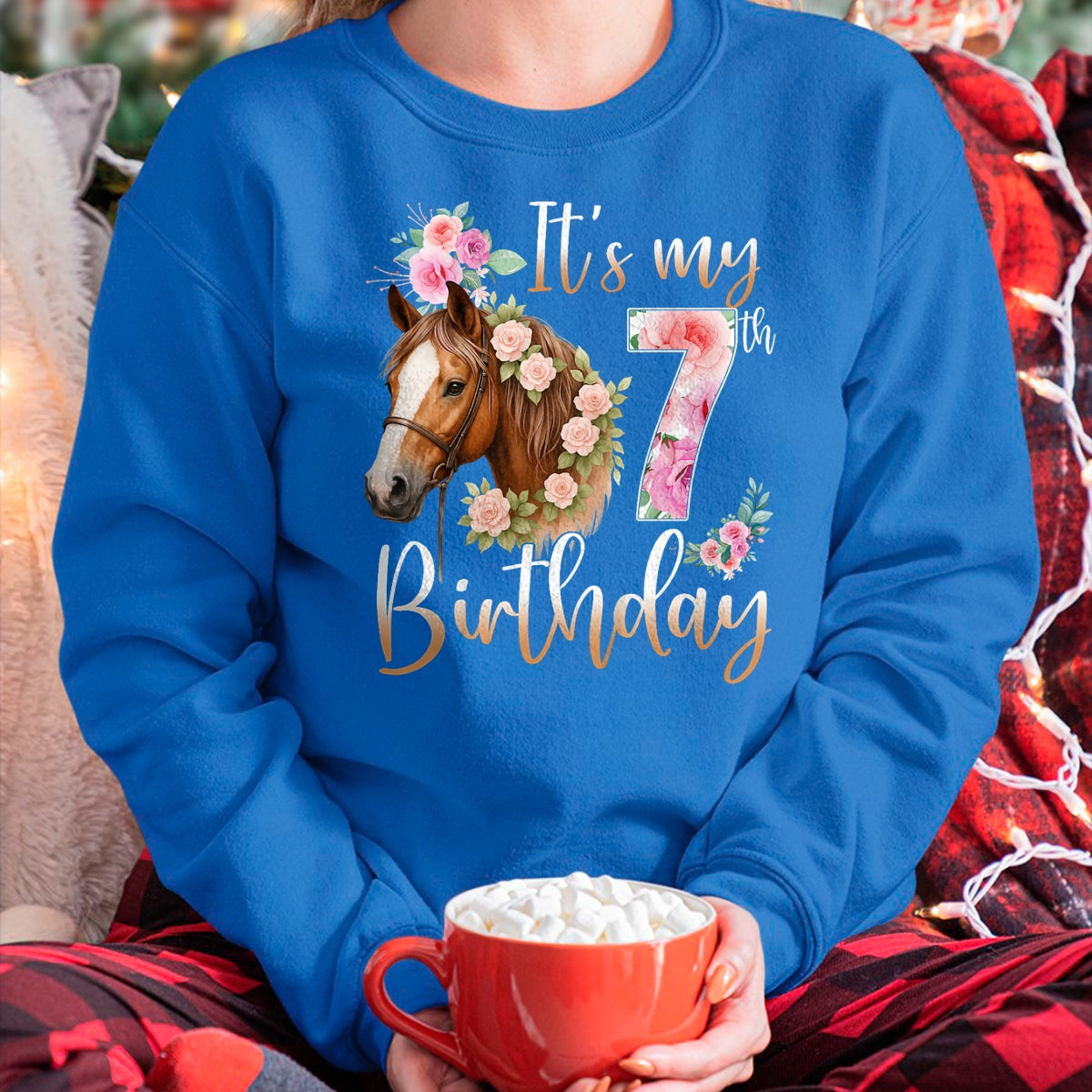 Best Horse Lover Shirt , Funny Horse UnisexT-Shirt/Hoodie/Sweatshirt HLT00 - Kids Birthday 7 Years Old Girl Horse Lovers Florals 7th Bday T-Shirt
