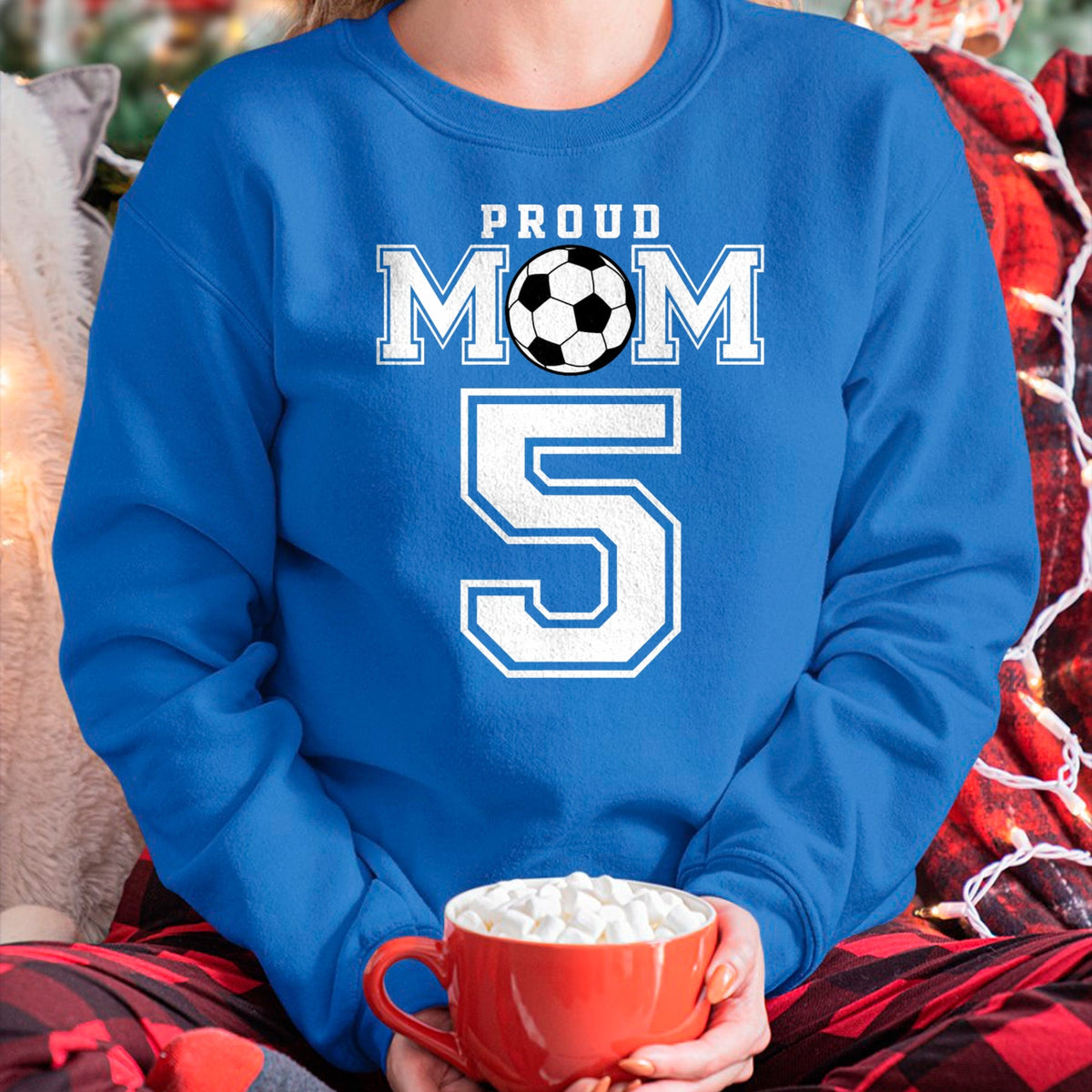 Gift for Mom Shirt, Funny Mom Unisex T-Shirt/Hoodie/Sweatshirt HLT00 - Number 5 Custom Proud Soccer Futbol Mom Personalized Women T-Shirt