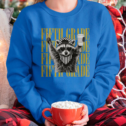 Best Teacher Shirt, Funny Teacher UnisexT-Shirt/Hoodie/Sweatshirt HLT00 - Funny Fifth Grade Teacher Feral Raccoon Back to School T-Shirt, Men, Black, 3X-Large