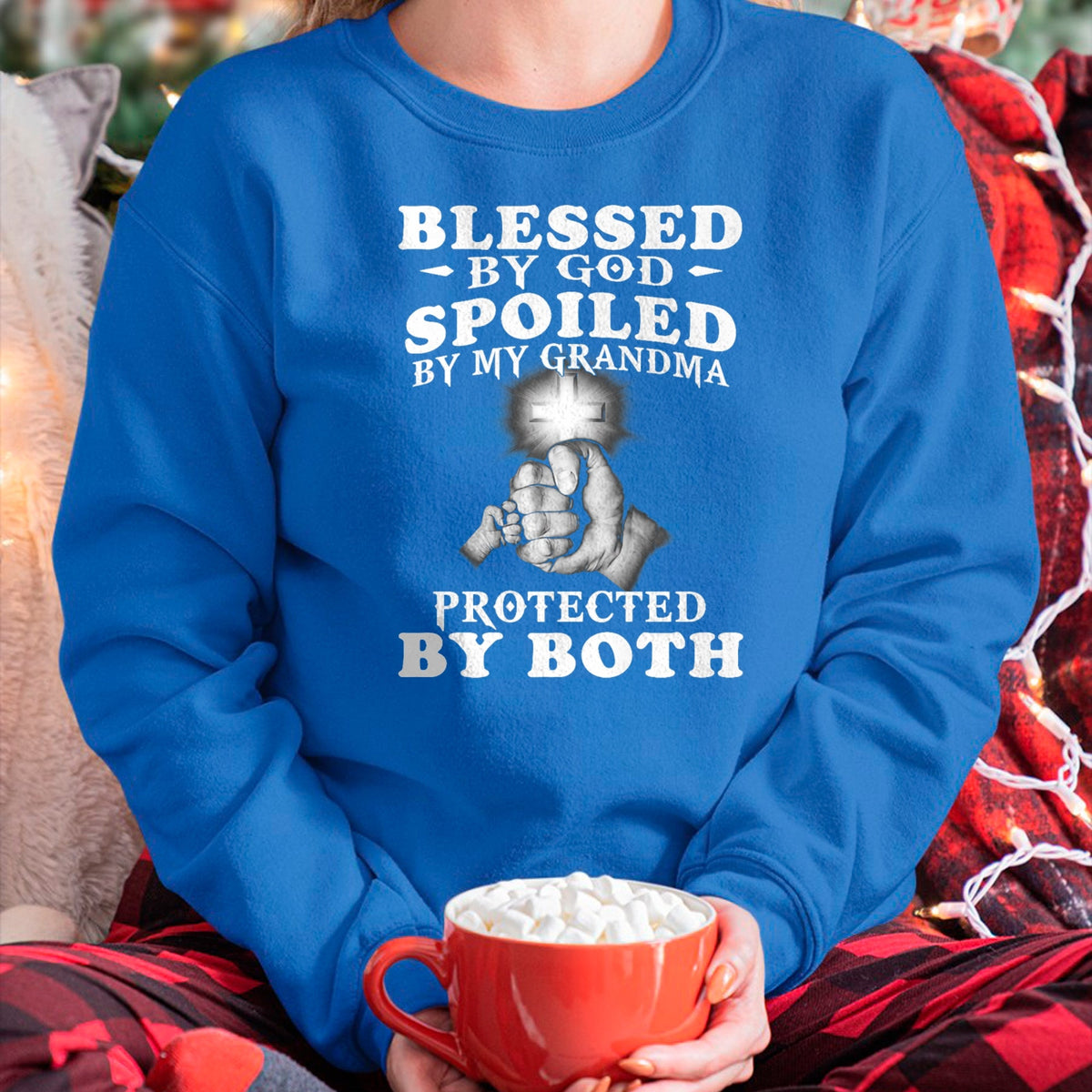 Best Wife Shirt, Wife and Husband Unisex T-Shirt/Hoodie/Sweatshirt HLT00 - Blessed by God spoiled by my grandma protected by both Premium T-Shirt (1)