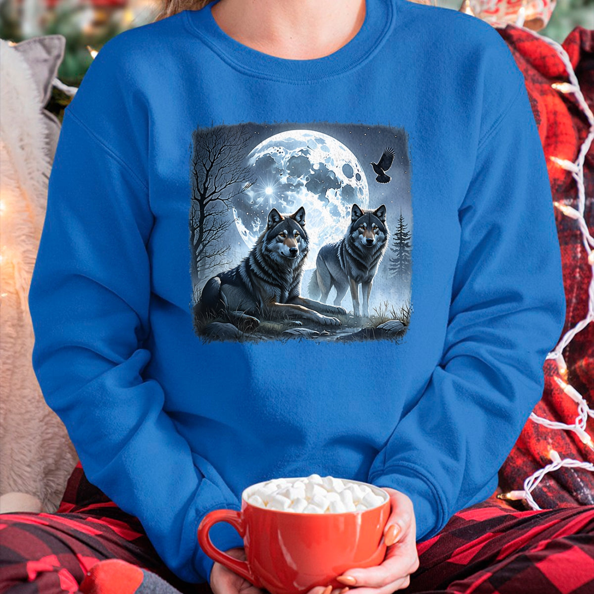 Native American T-Shirts, Vintage Native American Unisex T-Shirt/Hoodie/Sweatshirt HLT00 - Mystical Wolves Native American Full Moon Mountain 0CAS09 T-Shirt