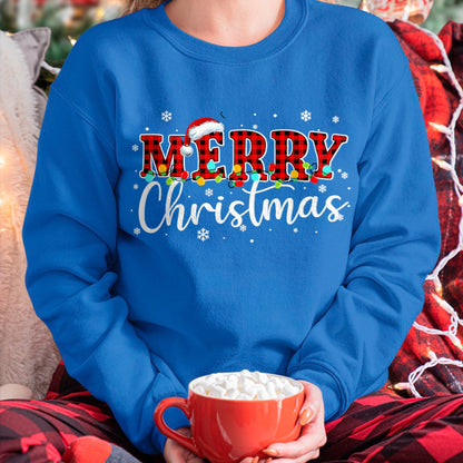 Merry Christmas Buffalo Plaid Red Santa Family Xmas Pajamas T-Shirt (SKU-MRCM-15) FMA