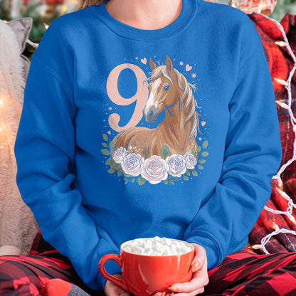 Best Horse Lover Shirt , Funny Horse UnisexT-Shirt/Hoodie/Sweatshirt HLT00 -  9th Birthday Horse Girl Design 9 Years Old Girl Horses T-Shirt