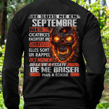 Je Suis Né en Septembre – Mes Cicatrices Racontent Une Histoire | T-Shirt Homme Fort - male fr09 / CCDI09 (SKU26T-01175-09)