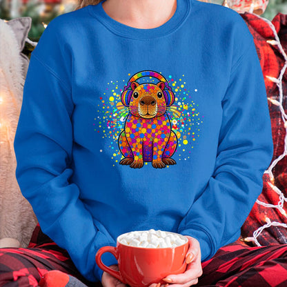 Cute Capybara Shirt, Funny Capybara Unisex T-Shirt/Hoodie/Sweatshirt HLT00 - Funny Capybara Dots Art Animal Lovers Students Boys Girls T-Shirt (2)