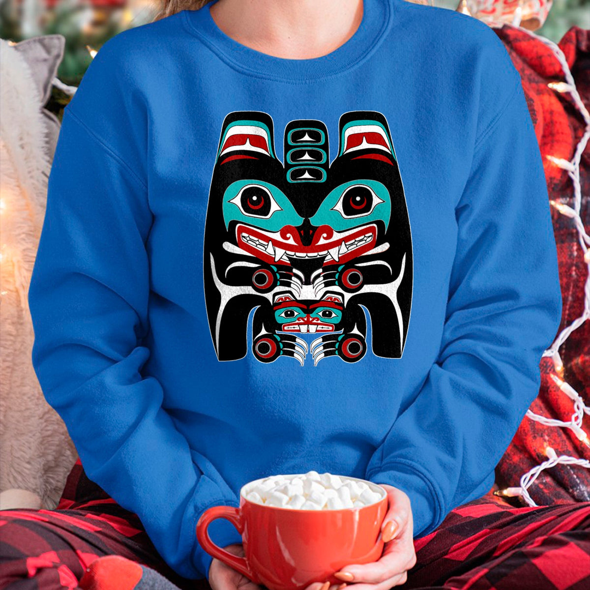 Native American T-Shirts, Vintage Native American Unisex T-Shirt/Hoodie/Sweatshirt HLT00 - Indigenous Alaska Native American Art Style Bear & Beaver