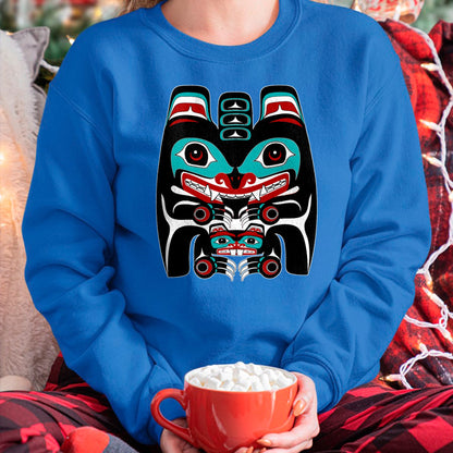 Native American T-Shirts, Vintage Native American Unisex T-Shirt/Hoodie/Sweatshirt HLT00 - Indigenous Alaska Native American Art Style Bear & Beaver