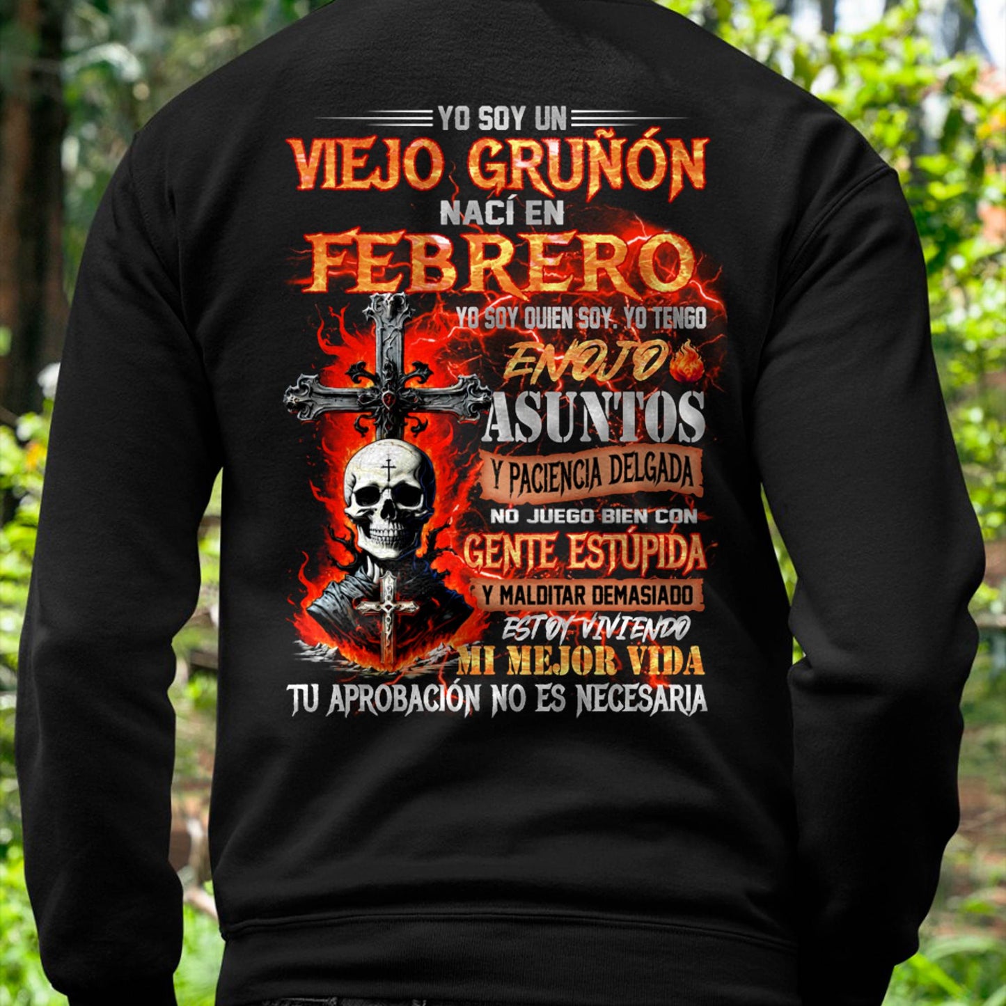 Febrero - Viejo Gruñón - Camiseta Divertida de Calavera con Problemas de Ira - Regalo Perfecto Para Ti - male ES02 / CCDI02 (SKU26T-01203-02)