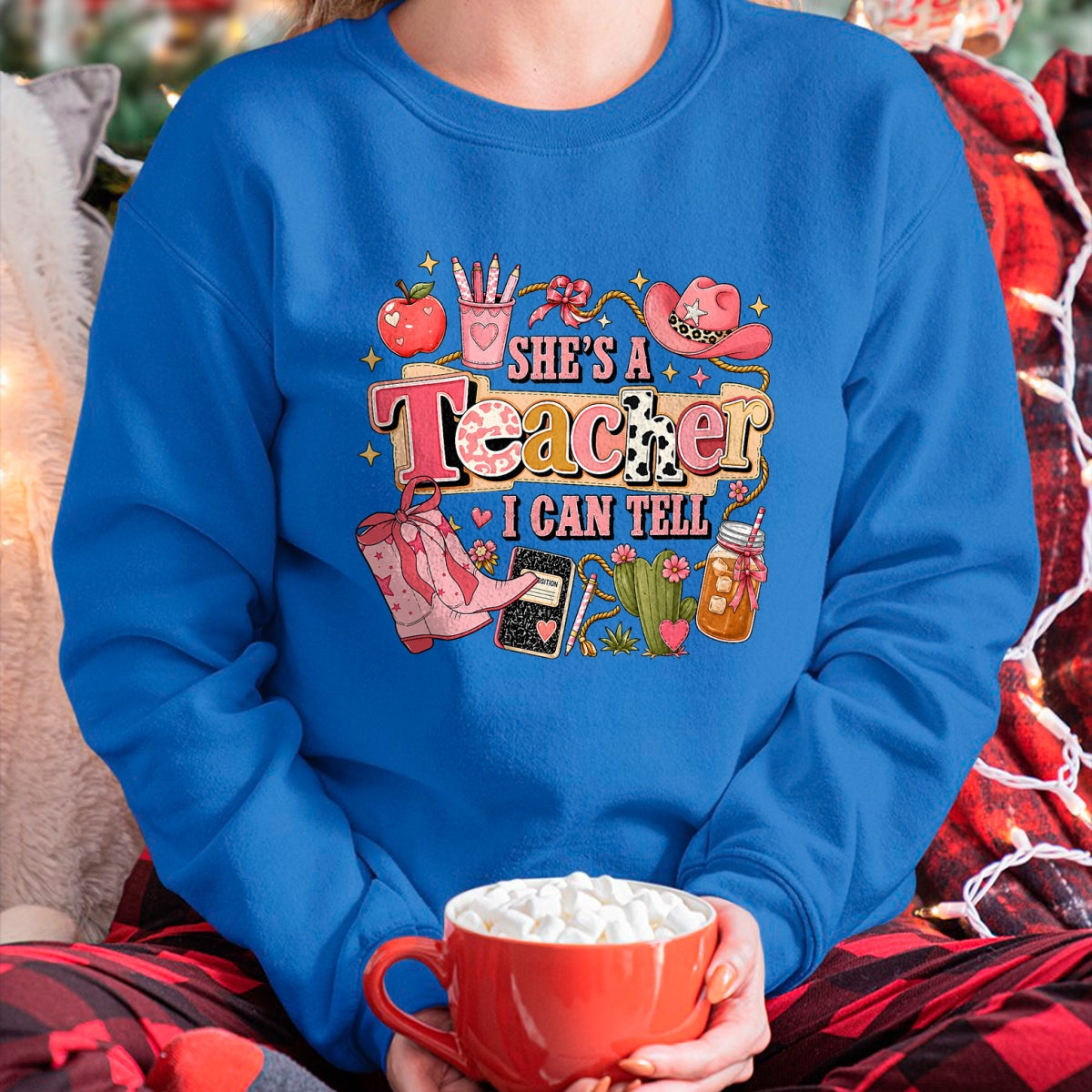 Best Teacher Shirt, Funny Teacher UnisexT-Shirt/Hoodie/Sweatshirt HLT00 - Shes A Teacher I Can Tell Western Classroom Art T-Shirt