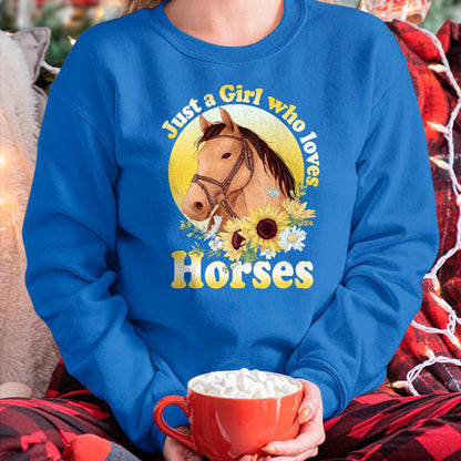 Best Horse Lover Shirt , Funny Horse UnisexT-Shirt/Hoodie/Sweatshirt HLT00 - Just A Girl Who Loves Horses - Riding Girls T-Shirt Small