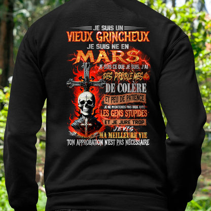 Je Suis Un Vieux Grincheux Né en Mars – T-Shirt Homme Fort Caractère - male fr03 / CCDI03 (SKU26T-01141-03)