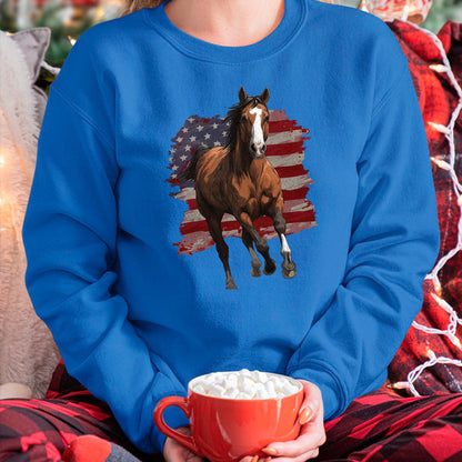 Best Horse Lover Shirt , Funny Horse UnisexT-Shirt/Hoodie/Sweatshirt HLT00 - Horse Equestrian Riding USA Flag US America American Graphic T-Shirt