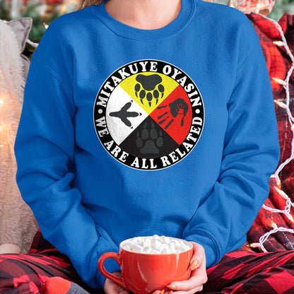 Native American T-Shirts, Vintage Native American Unisex T-Shirt/Hoodie/Sweatshirt HLT00 - Native American Medicine Wheel Mitakuye Oyasin T-Shirt (1)