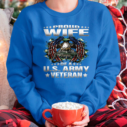 Best Wife Shirt, Wife and Husband Unisex T-Shirt/Hoodie/Sweatshirt HLT00 - Gift for wife T shirt, lucky wife   Proud Wife Of A US Army Veteran Military Vet's Spouse T-Shirt