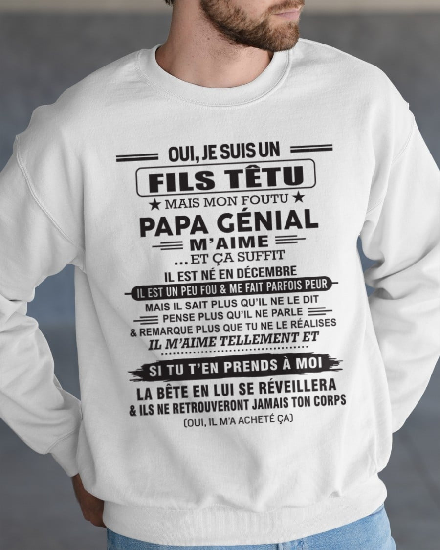 DÉCEMBRE - Oui, je suis un garçon têtu – T-shirt | Cadeau d’anniversaire de papa pour son fils - ccdi12 / fr12 (SKU12-260-12)