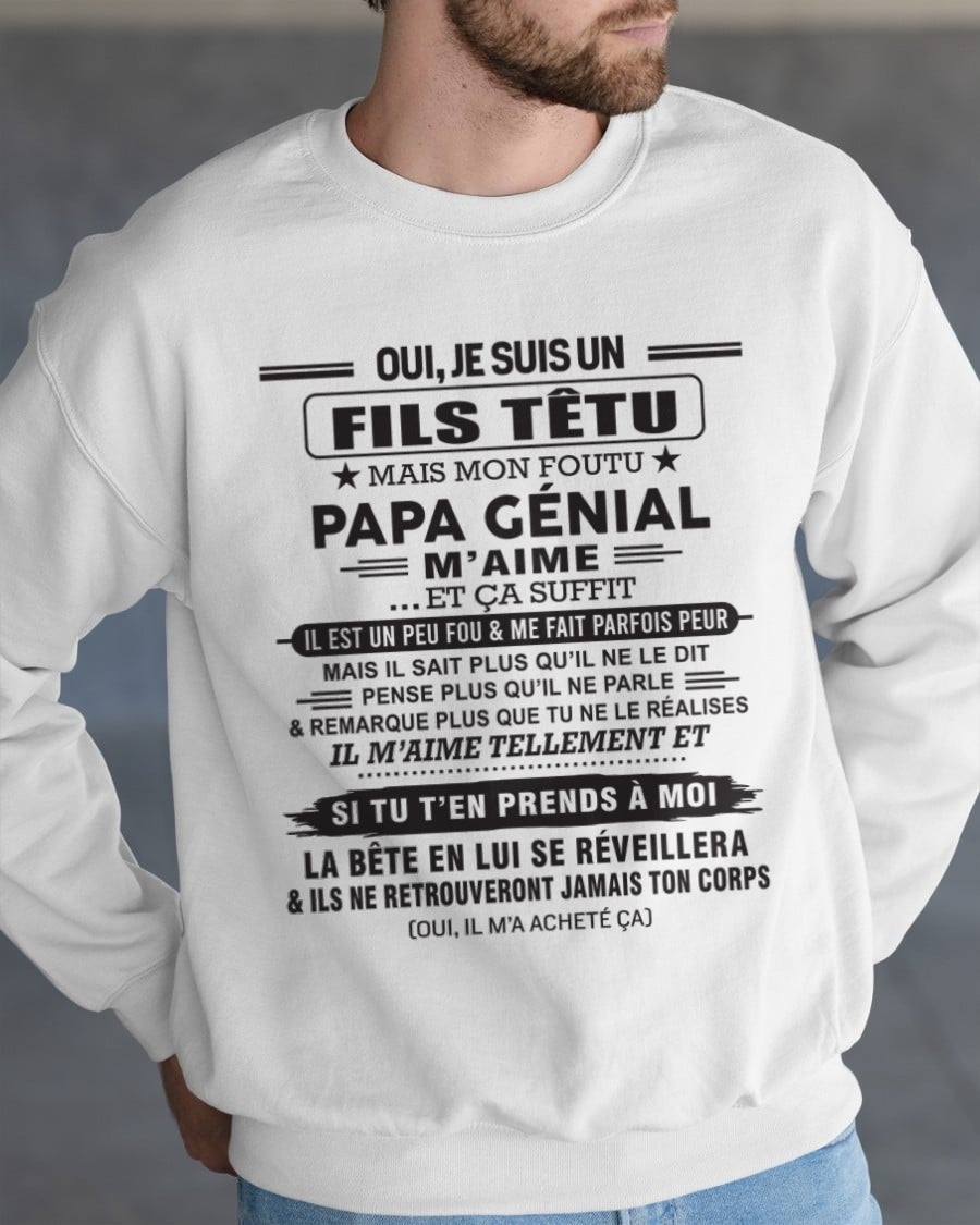 Oui, je suis un garçon têtu – T-shirt | Cadeau d’anniversaire de papa pour son fils - ccdi00 / fr00 (SKU12-260-00)