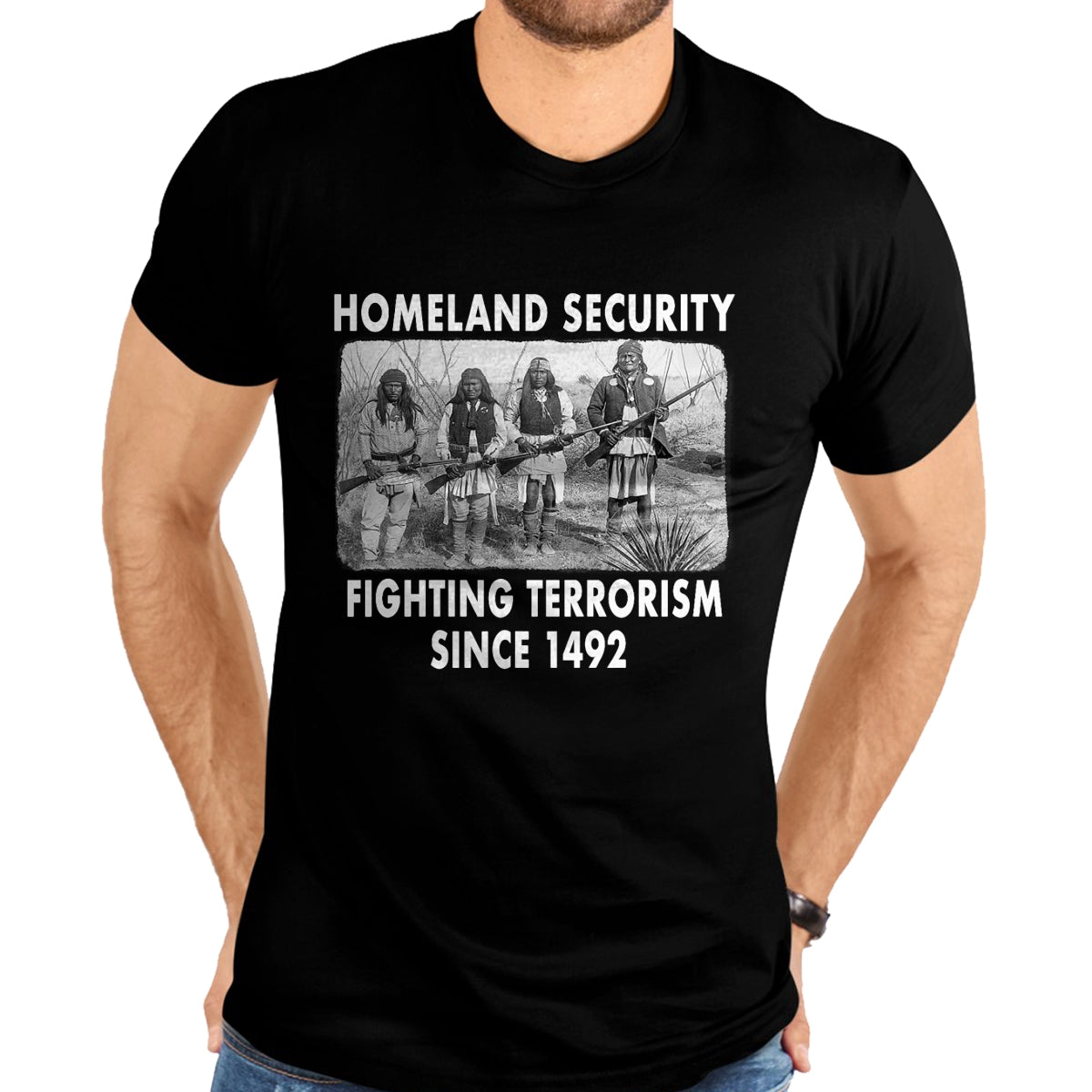 Native American T-Shirts, Vintage Native American Unisex T-Shirt/Hoodie/Sweatshirt HLT00 - Homeland Security Fighting Terrorism Since 1492 Native T-Shirt (1)