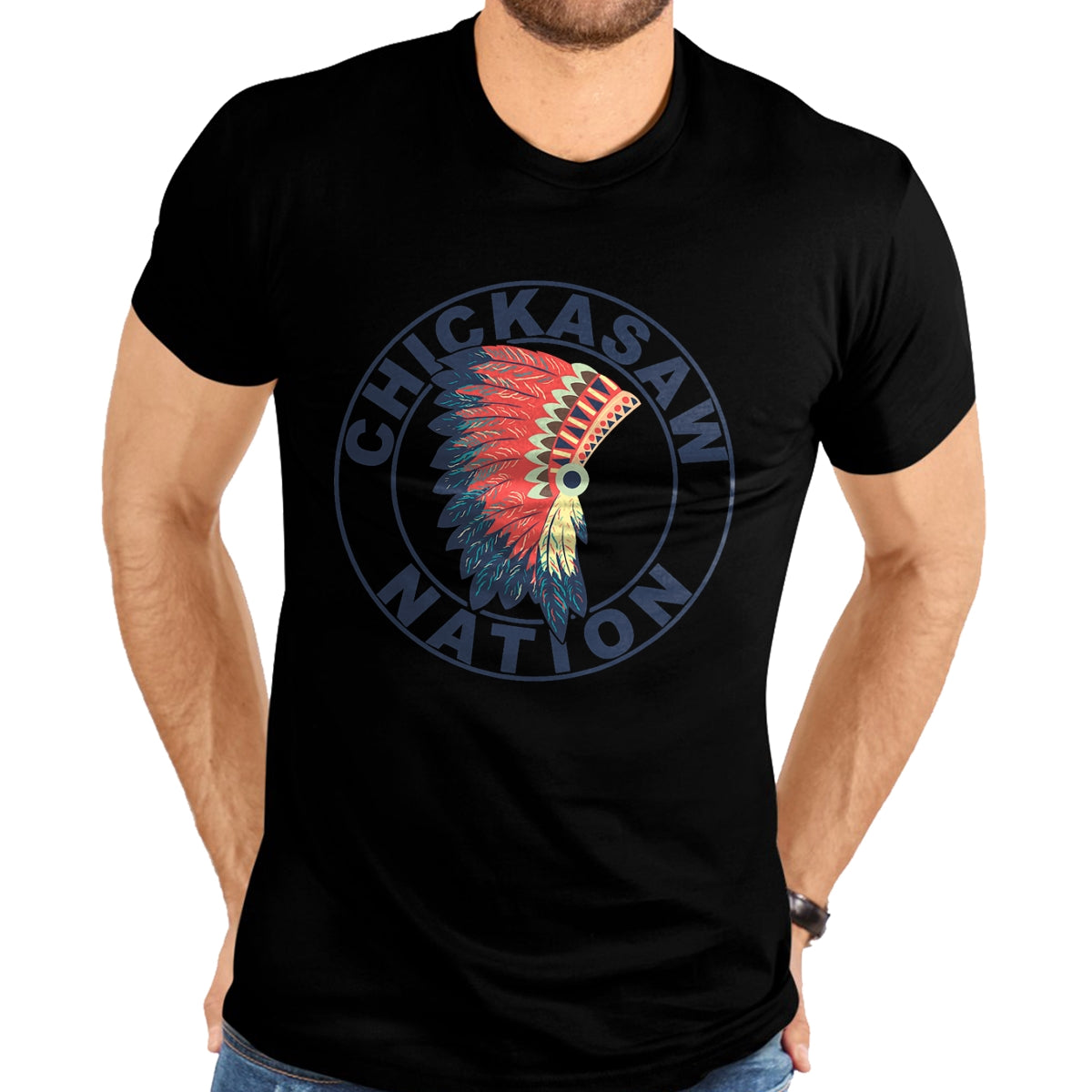 Native American T-Shirts, Vintage Native American Unisex T-Shirt/Hoodie/Sweatshirt HLT00 - American Flag - Chickasaw Nation Headdress Native American Chickasaw Tribe T-Shirt