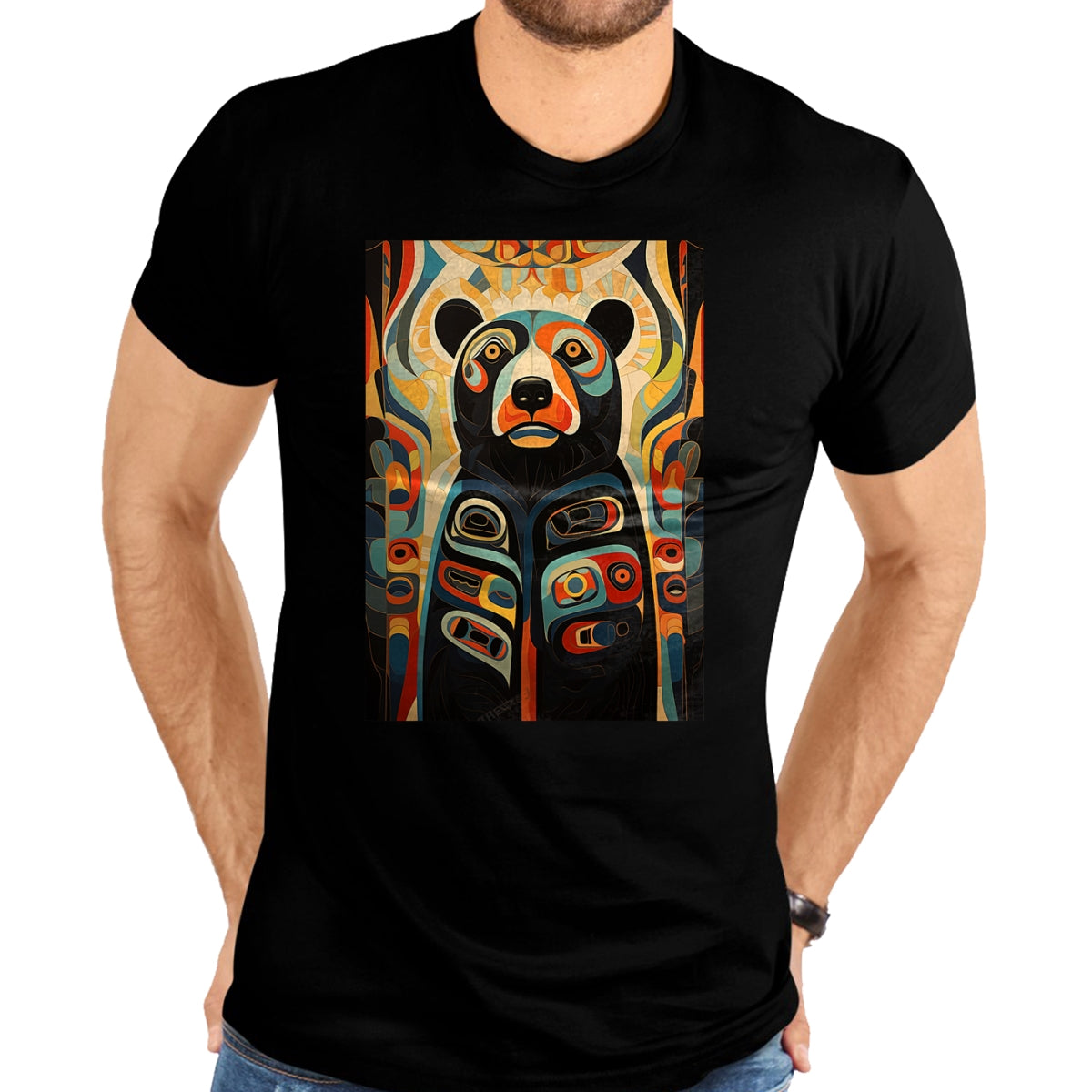 Native American T-Shirts, Vintage Native American Unisex T-Shirt/Hoodie/Sweatshirt HLT00 - Native American Art Design Spirit Bear T-Shirt