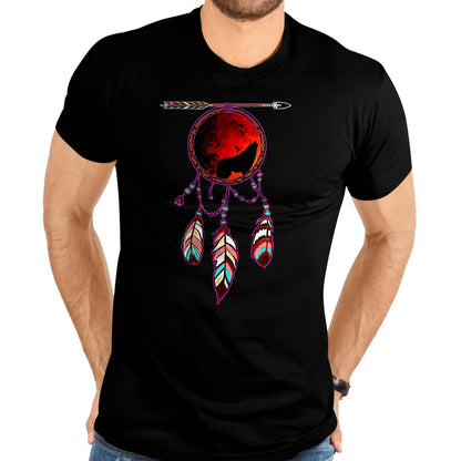 Native American T-Shirts, Vintage Native American Unisex T-Shirt/Hoodie/Sweatshirt HLT00 - Native American Timber Wolf Dream Catcher Indian Tribal Gift T-Shirt (1)