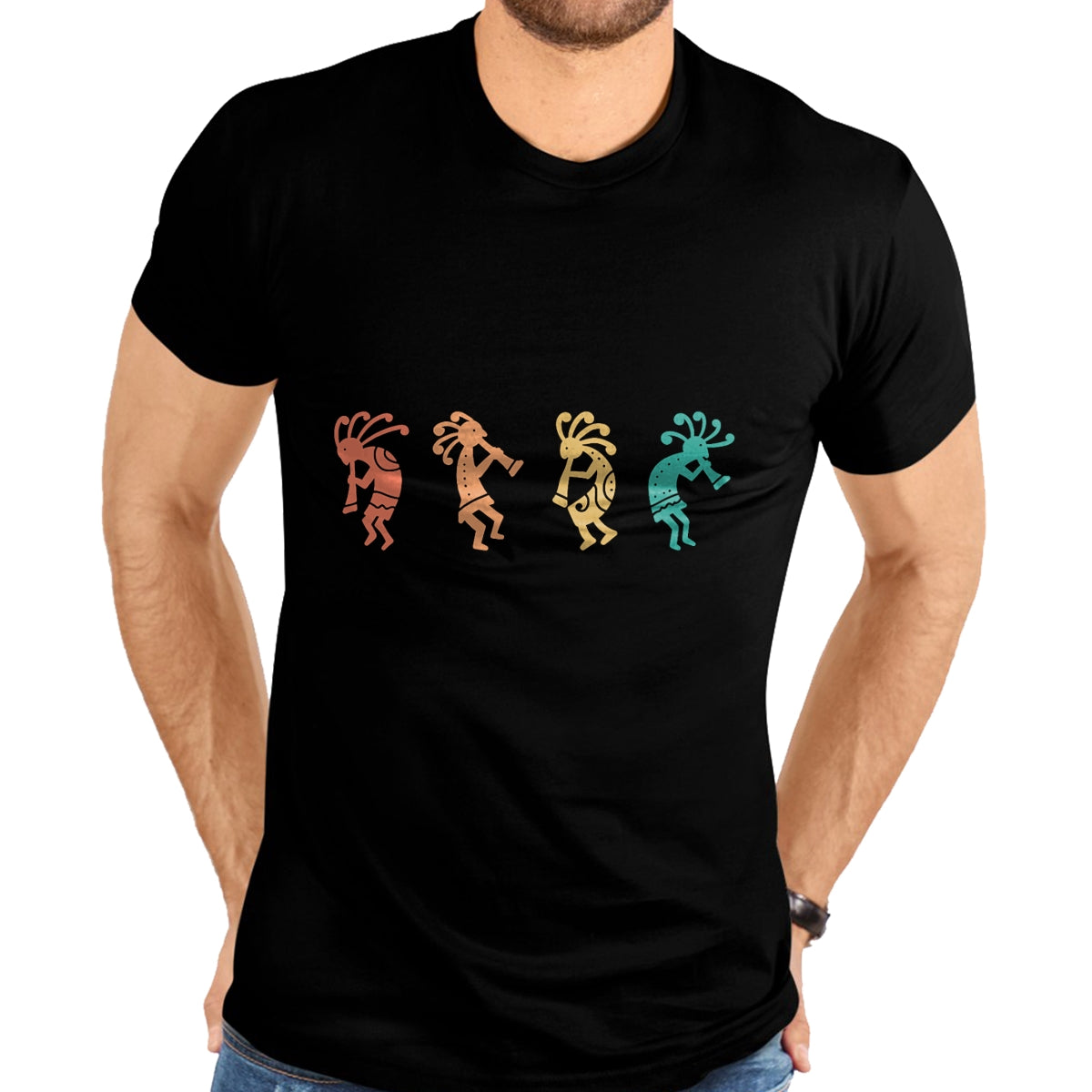 Native American T-Shirts, Vintage Native American Unisex T-Shirt/Hoodie/Sweatshirt HLT00 - American Flag - Dancing Kokopelli Southwestern USA Native American Symbol T-Shirt