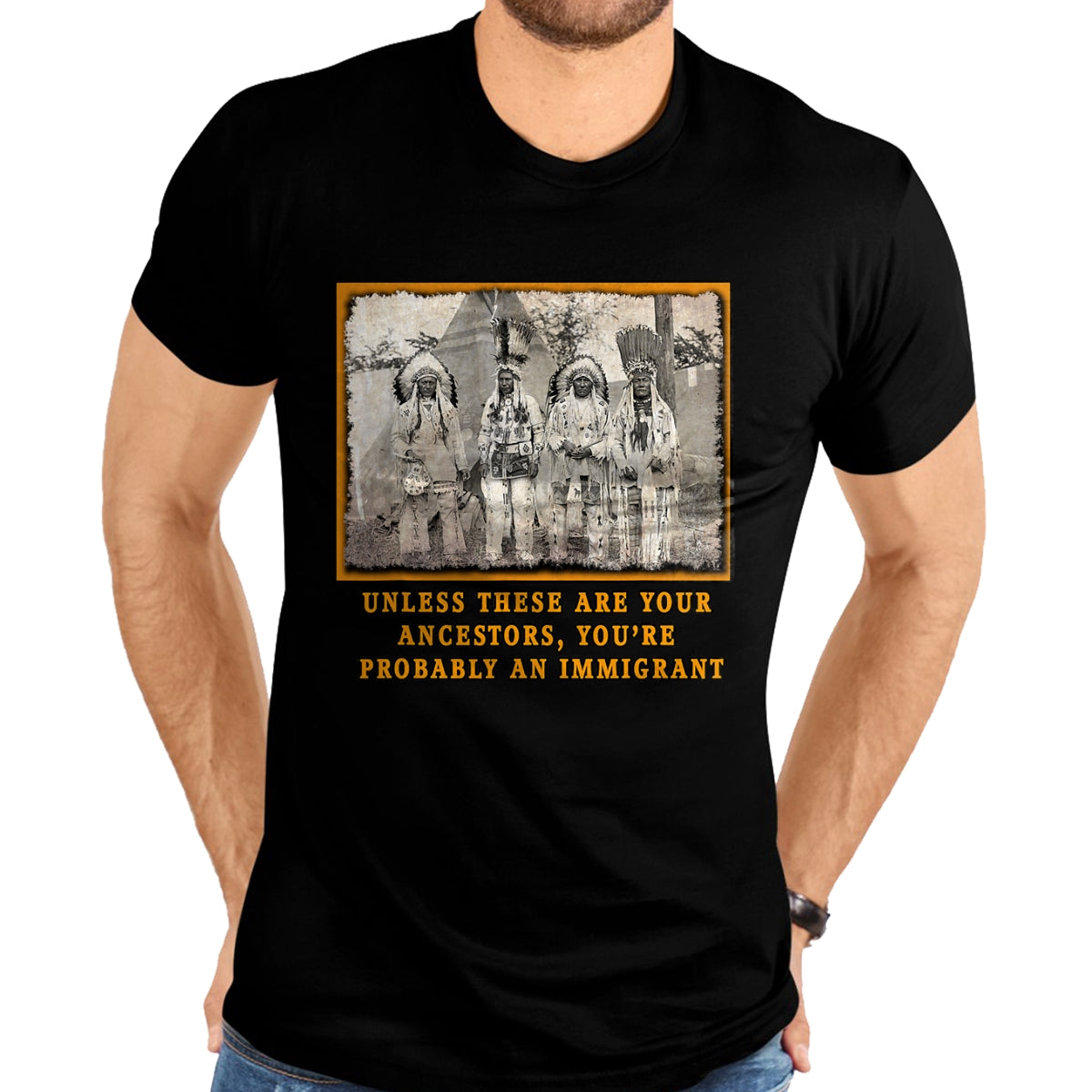 Native American T-Shirts, Vintage Native American Unisex T-Shirt/Hoodie/Sweatshirt HLT00 - NATIVE AMERICAN IMMIGRATION T-Shirt