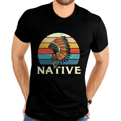 Native American T-Shirts, Vintage Native American Unisex T-Shirt/Hoodie/Sweatshirt HLT00 - Native Indian Retro Headdress Native American Blood Pride T-Shirt