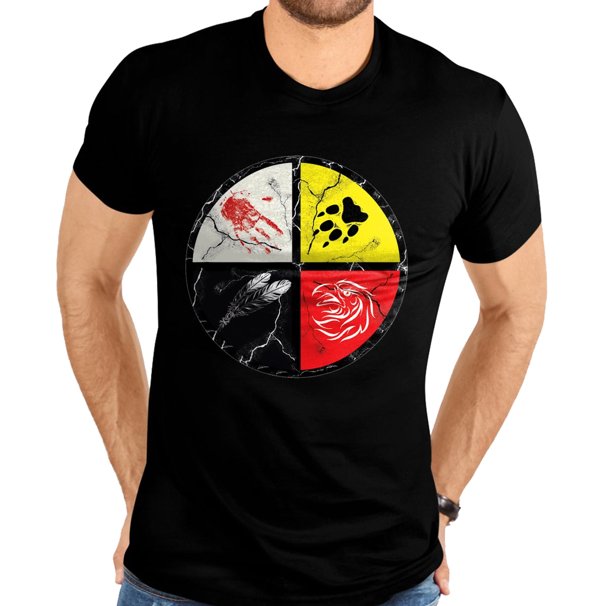 Native American T-Shirts, Vintage Native American Unisex T-Shirt/Hoodie/Sweatshirt HLT00 - Native American Medicine Wheel T-Shirt (1)