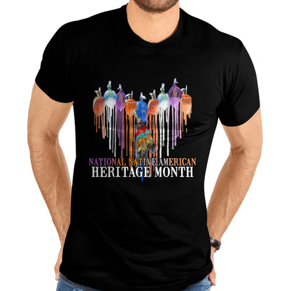 Native American T-Shirts, Vintage Native American Unisex T-Shirt/Hoodie/Sweatshirt HLT00 - National Native American Heritage Month Heart Watercolor T-Shirt (1)