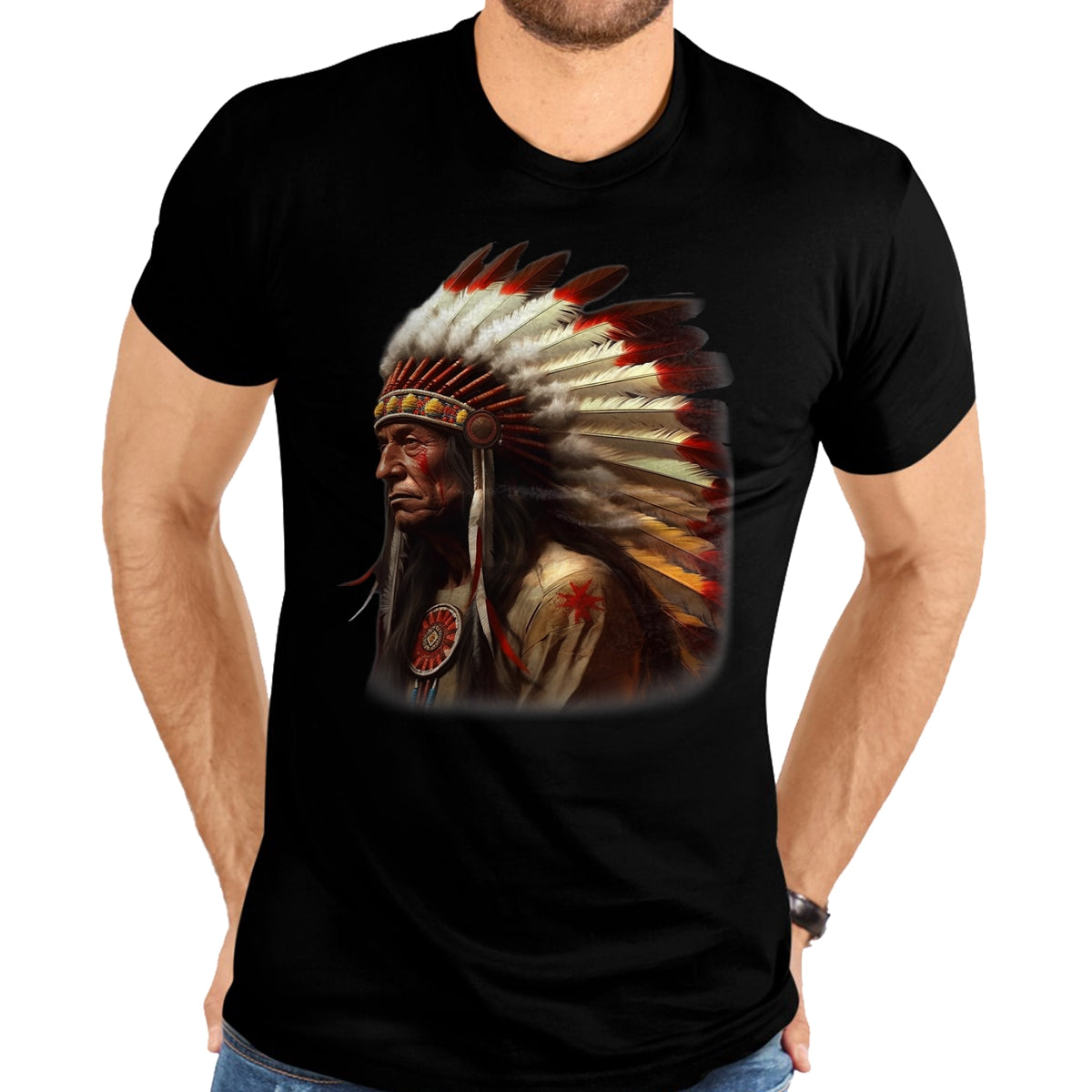 Native American T-Shirts, Vintage Native American Unisex T-Shirt/Hoodie/Sweatshirt HLT00 - Native American Indian Headdress Graphic Tees Men Women T-Shirt (1)