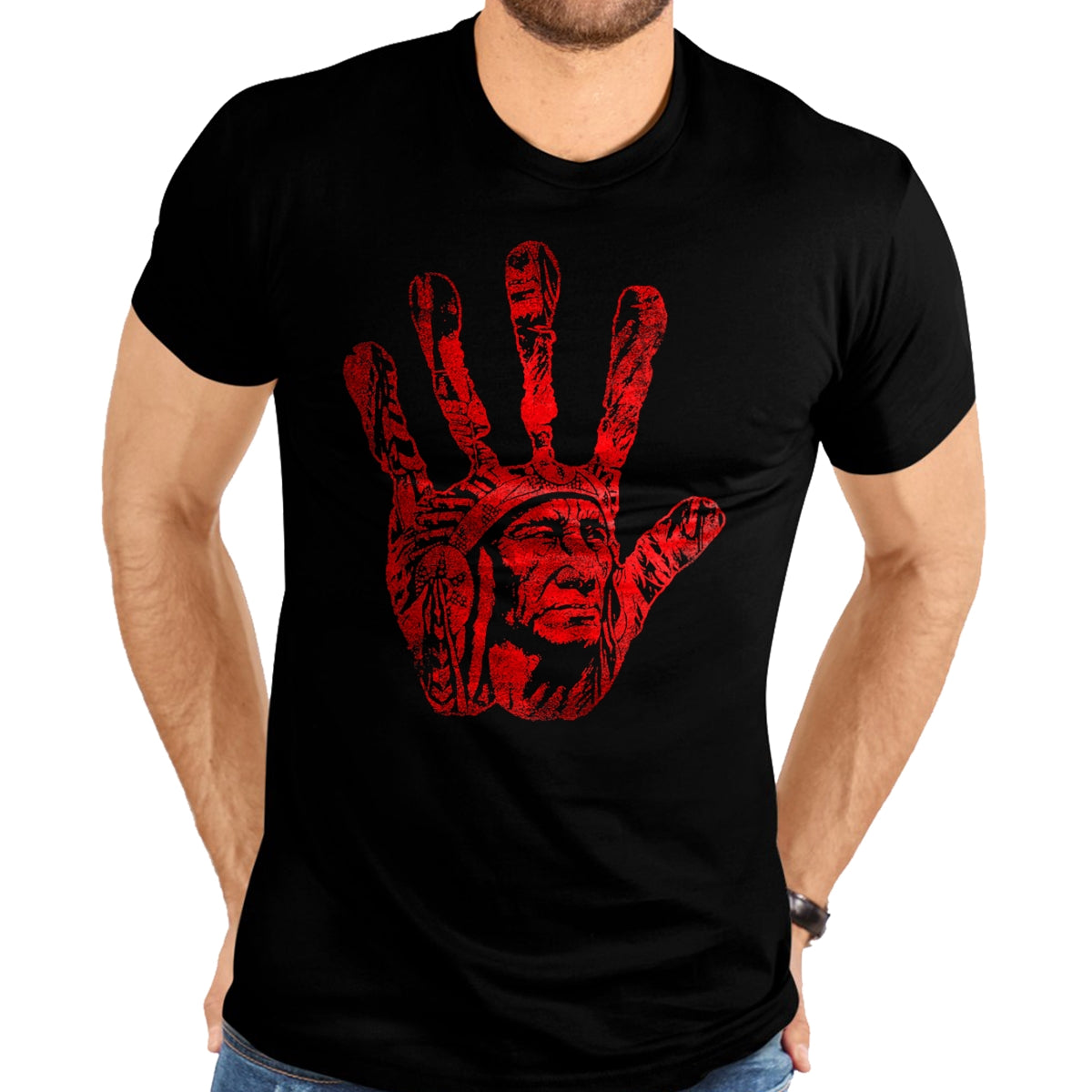 Native American T-Shirts, Vintage Native American Unisex T-Shirt/Hoodie/Sweatshirt HLT00 - Native American Indigenous Red Hand Indian Blood Themed T-Shirt (8)