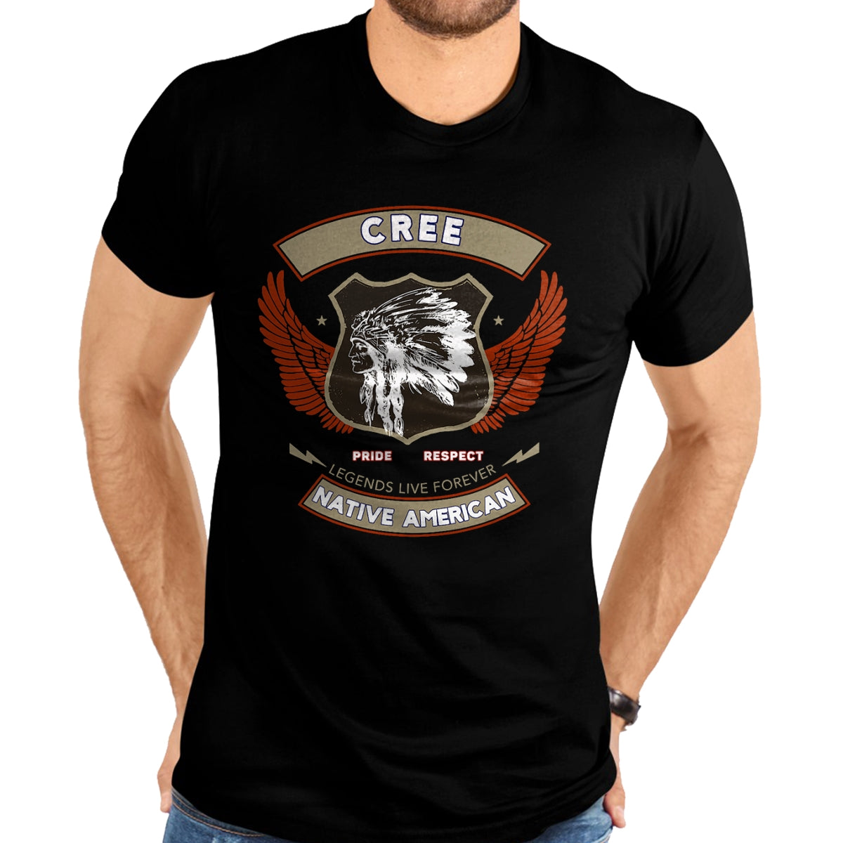 Native American T-Shirts, Vintage Native American Unisex T-Shirt/Hoodie/Sweatshirt HLT00 - American Flag - Cree Tribe Native American Indian Pride Respect Retro T-Shirt (1)