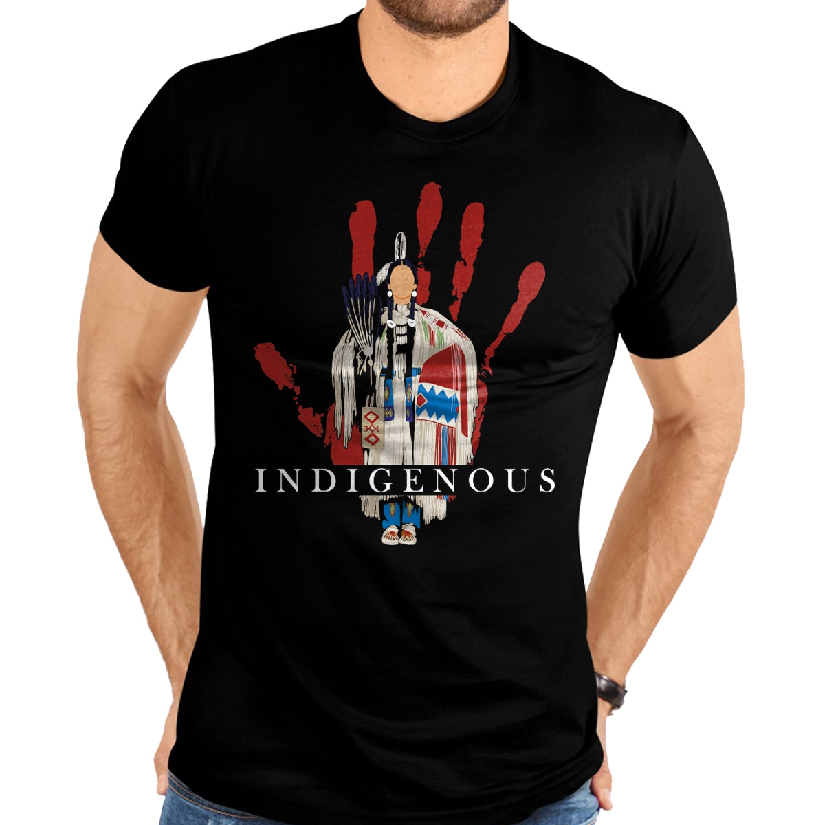 Native American T-Shirts, Vintage Native American Unisex T-Shirt/Hoodie/Sweatshirt HLT00 - Native American Indigenous Red Hand Indian Blood Themed T-Shirt (3)